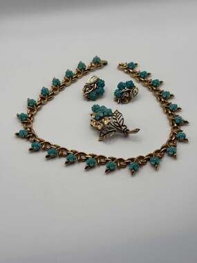 Signed Trifari Forget-Me-Not Demi Parure  Alfred Philippe Era  Vintage Necklace